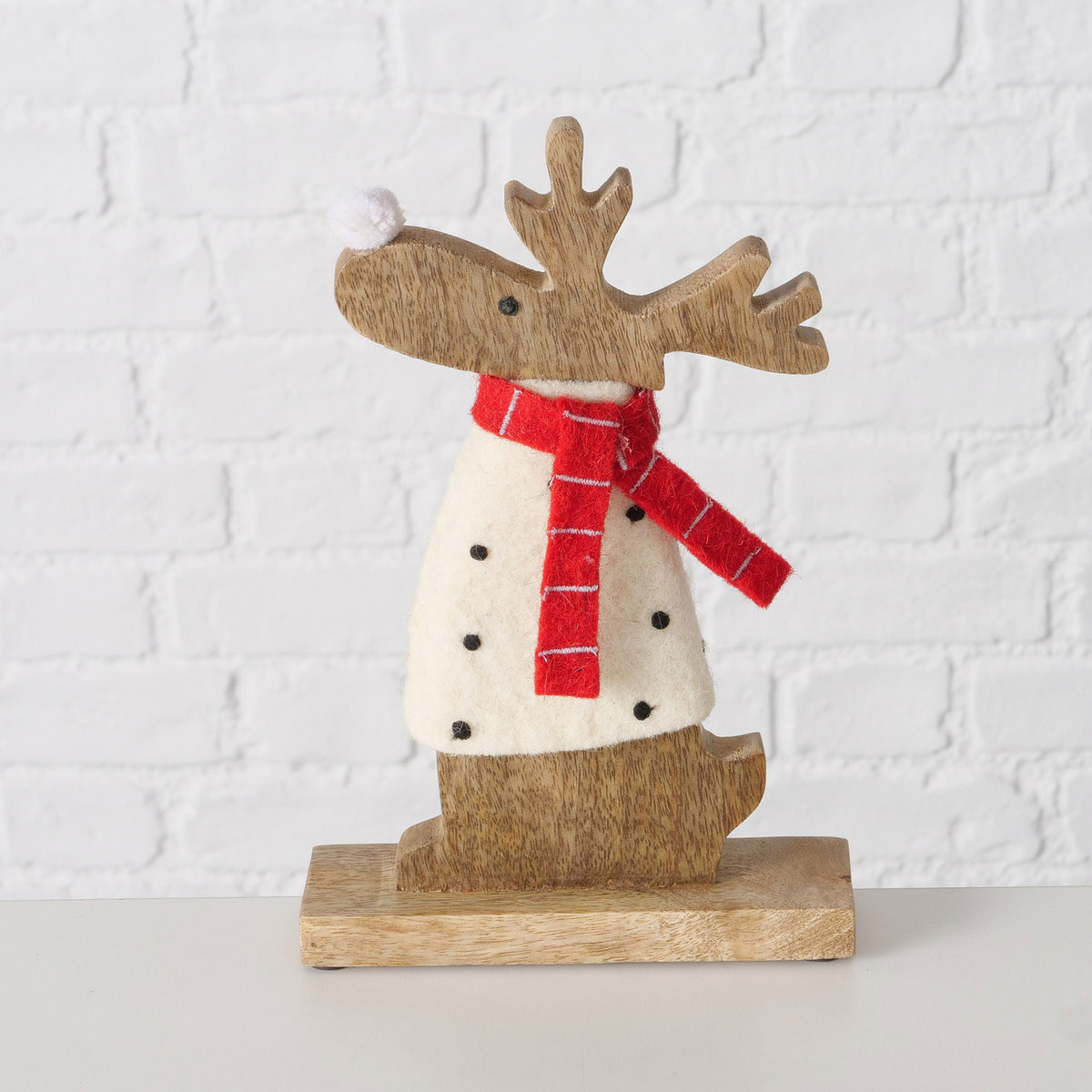 Figur Irschel sortiert Hirsch 15 x 4,5 x 25 cm cremeweiß rot Textil Holz Bild 4