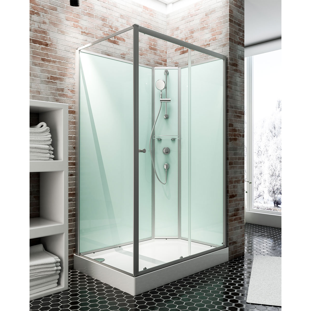 Schulte Wellnesskabine Ibiza rechts light-grün 204 x 160 x 90 cm