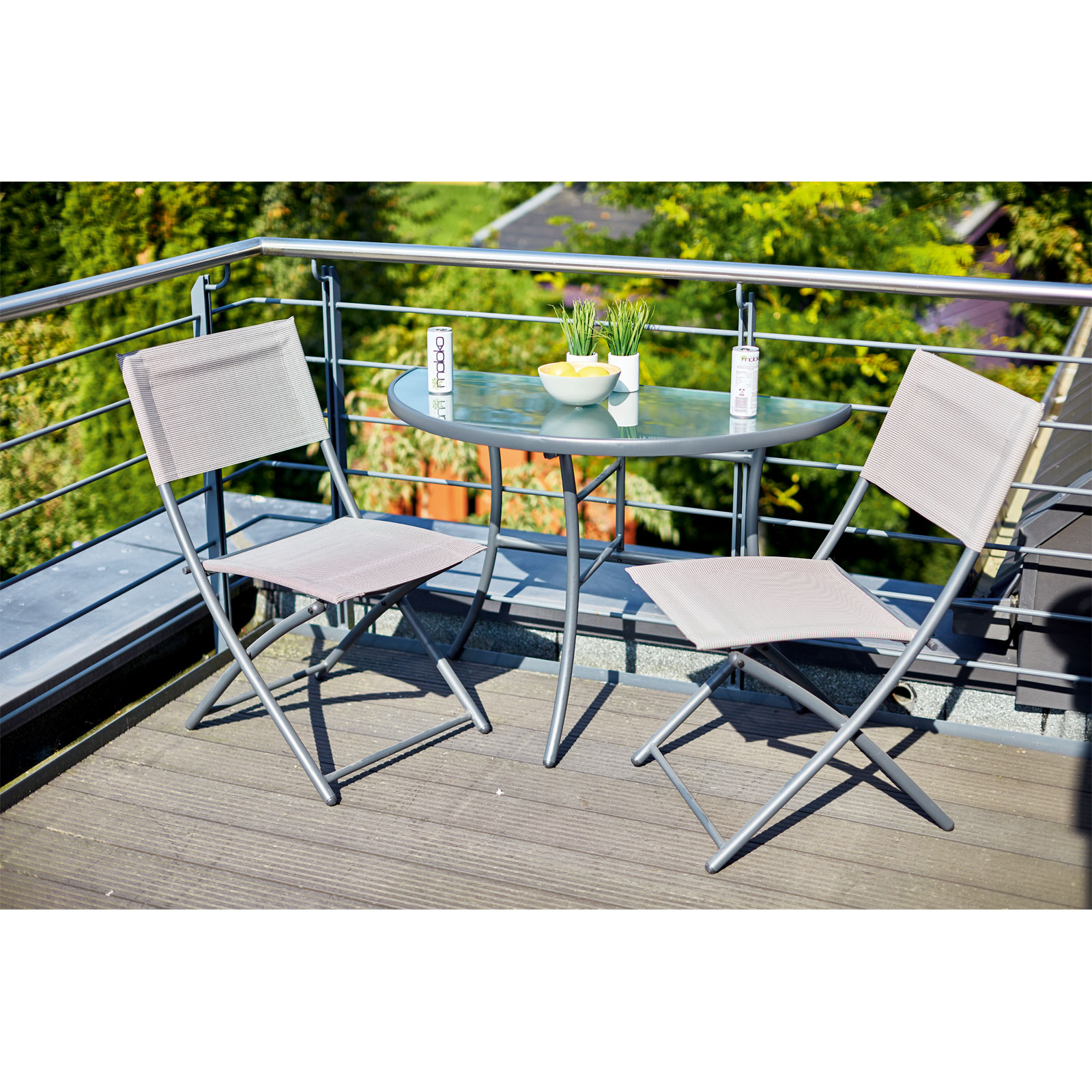 Haveson Balkon-Set Brüssel anthrazit bestehend aus 2 Stühlen und 1 Tisch Bild 6