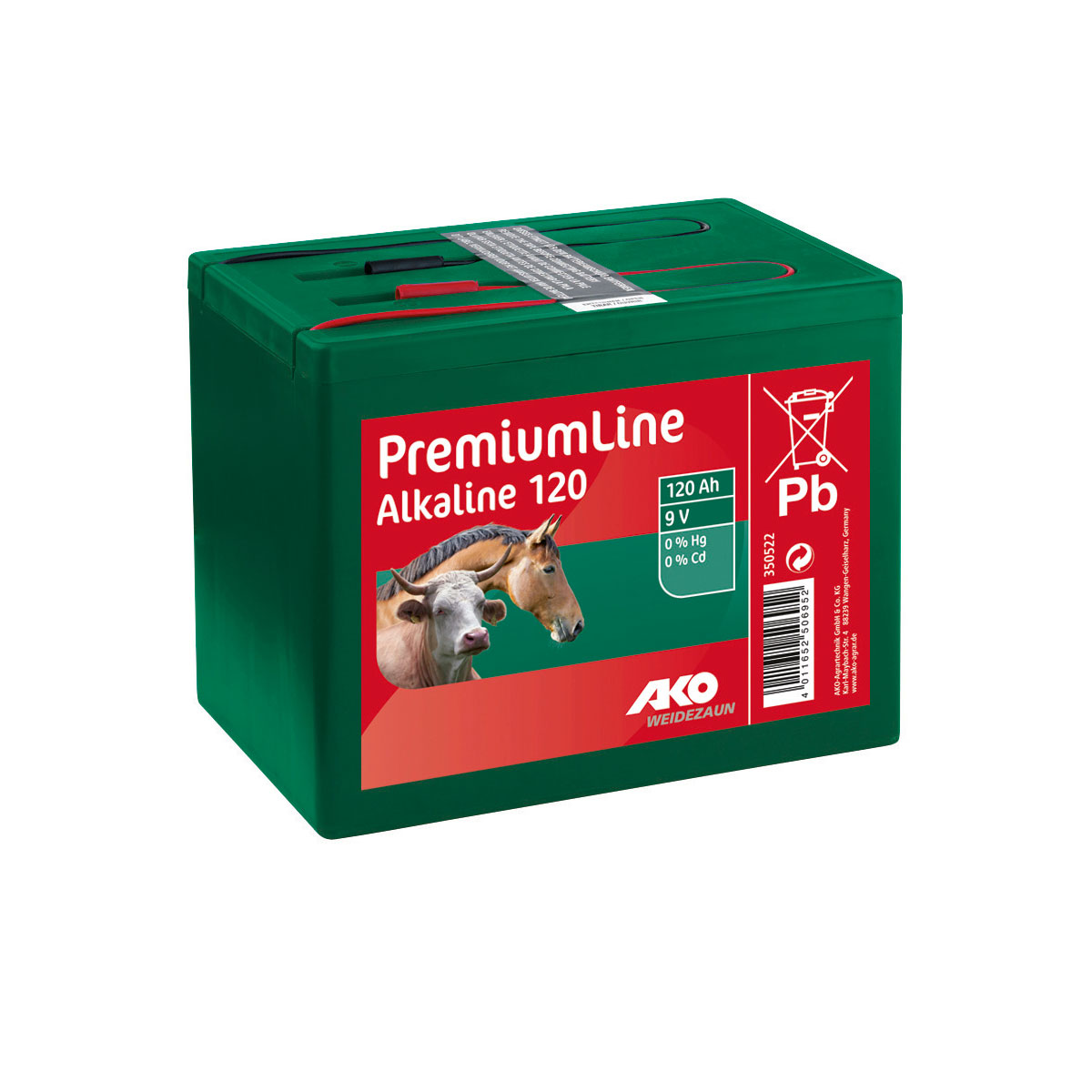 Weidezaunbatterie PremiumLine 11 x 11 x 16,5 cm grün 120 Ah