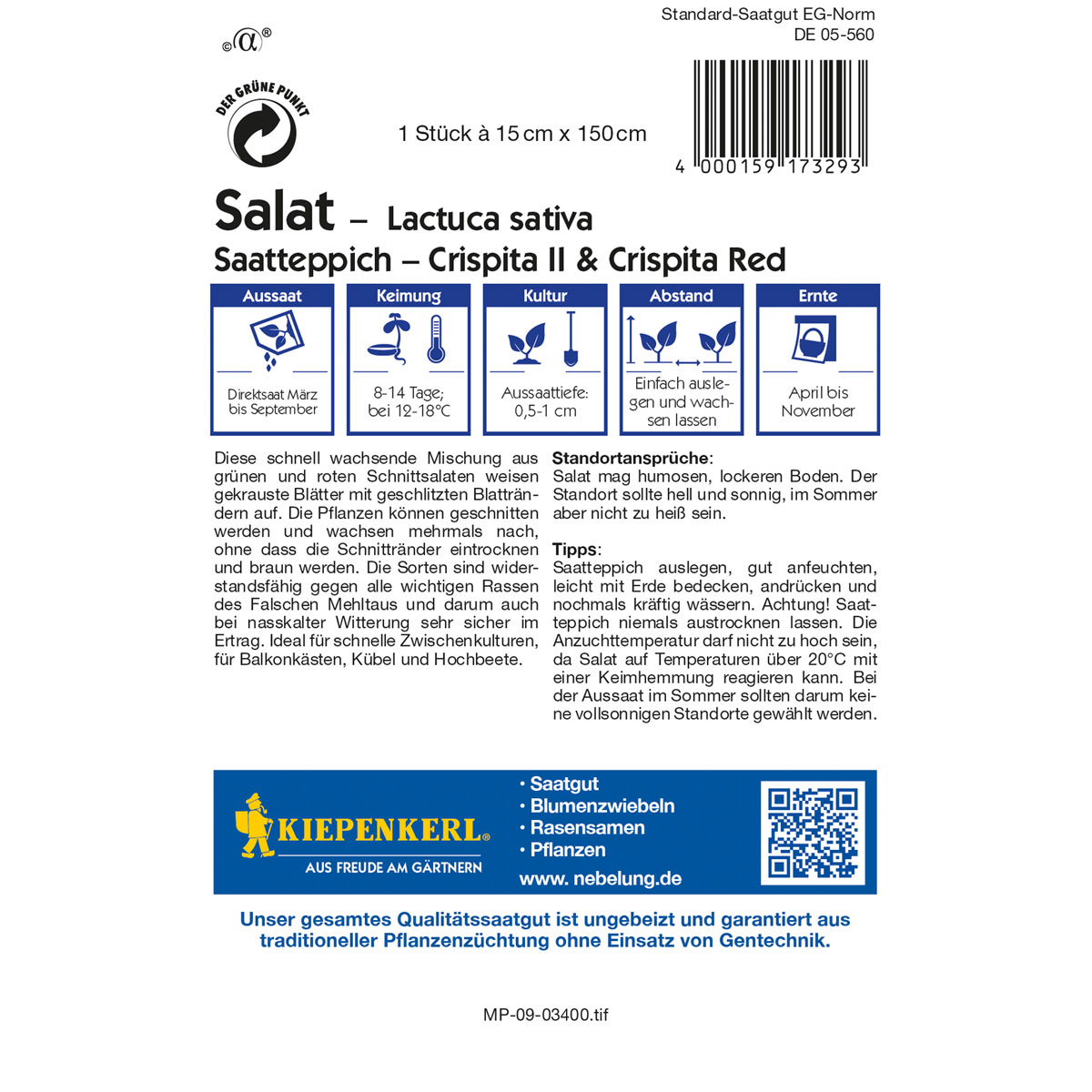 Kiepenkerl Salat Crisp IICrisp Red LS16037 Saatteppich Bild 2