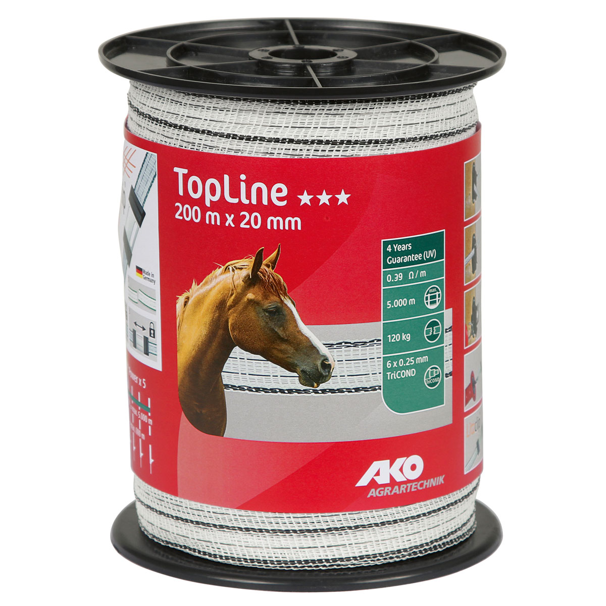 Weidezaunband TopLine 200 m 20 mm weiß-schwarz Bild 1