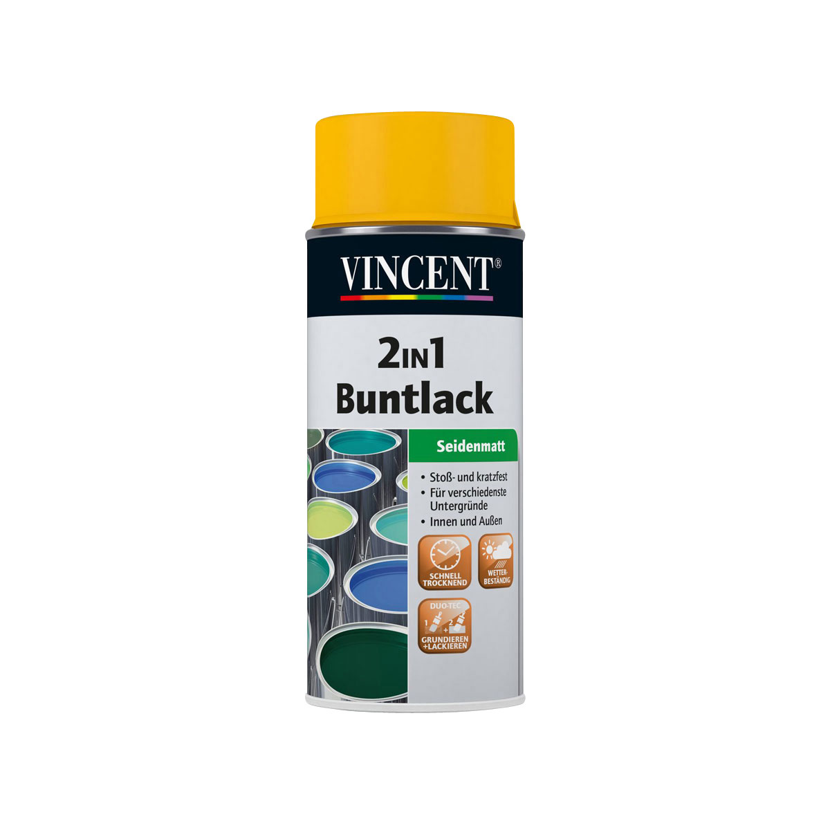 Vincent 2in1 Buntsprühlack rapsgelb seidenmatt 0,15 L