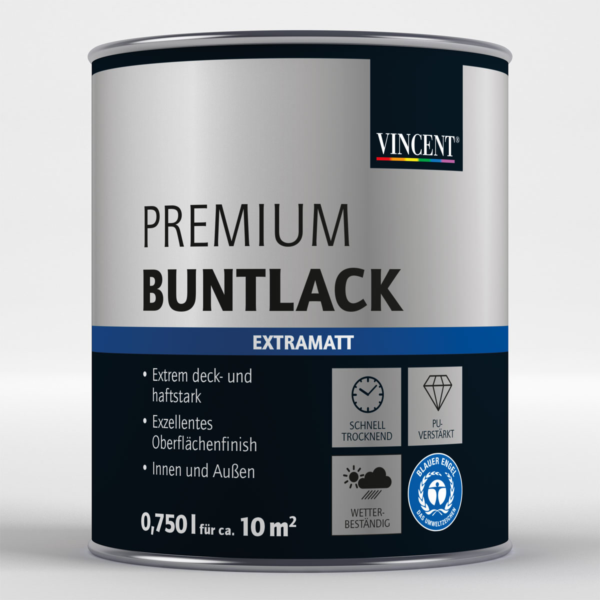Vincent Premium Buntlack seidengrau extramatt 750 ml