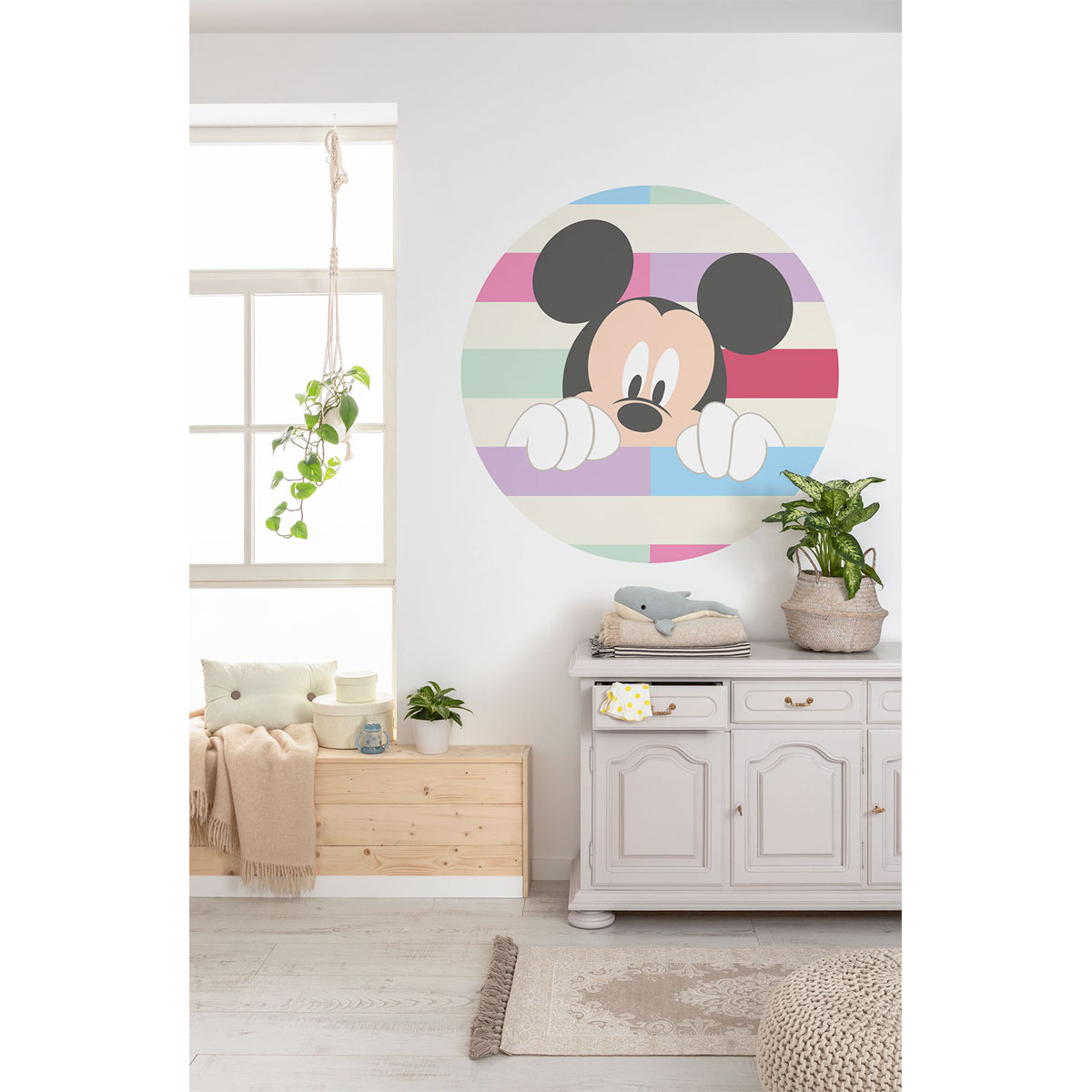 Komar  Selbstklebende Vlies Fototapete rund Mickey Peek-a-boo Durchmesser 125 cm