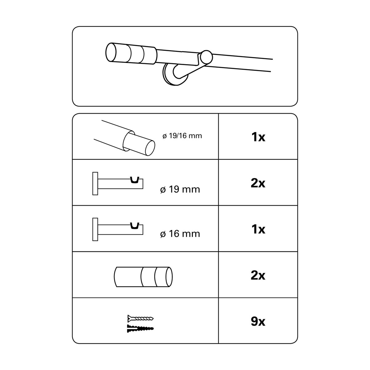 Gardinia Gardinenstange Elba Zylinder Durchmesser 1,9/1,6 x 120-210 cm ivory Bild 6
