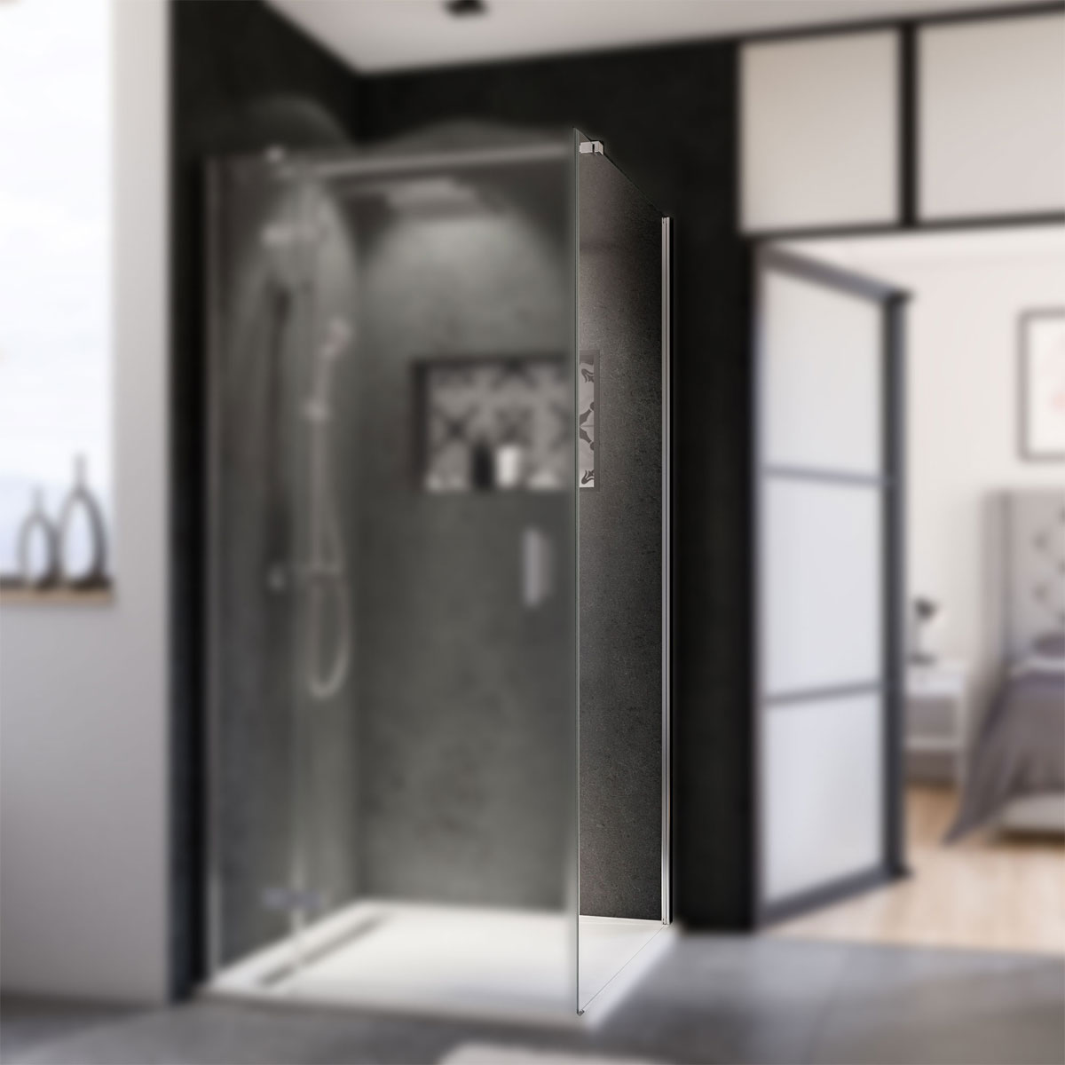 Breuer  Seitenwand Panorama für Drehtür und Festteil alu chromeffekt Intima 900 mm Bild 2