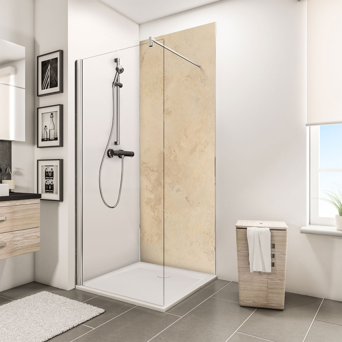 Schulte ExpressPlus Duschrueckwand DecoDesign Dekor Stein Kalkstein hell 2550 x 1000