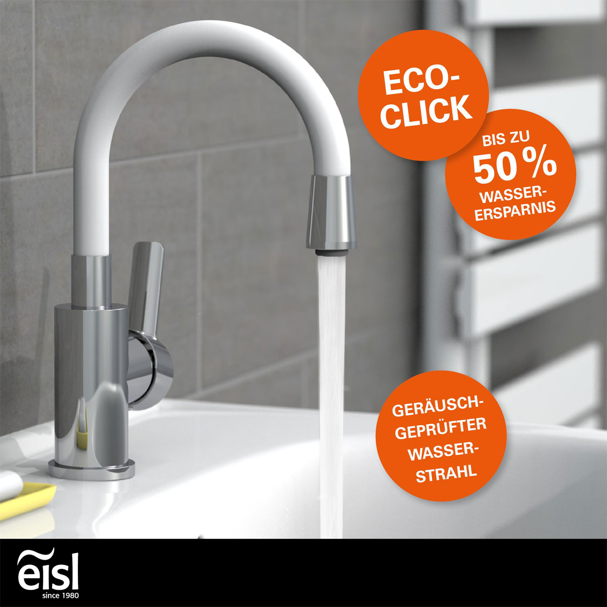 Eisl  Waschtischarmatur Flexo chrom weiß Cold Start Bild 4