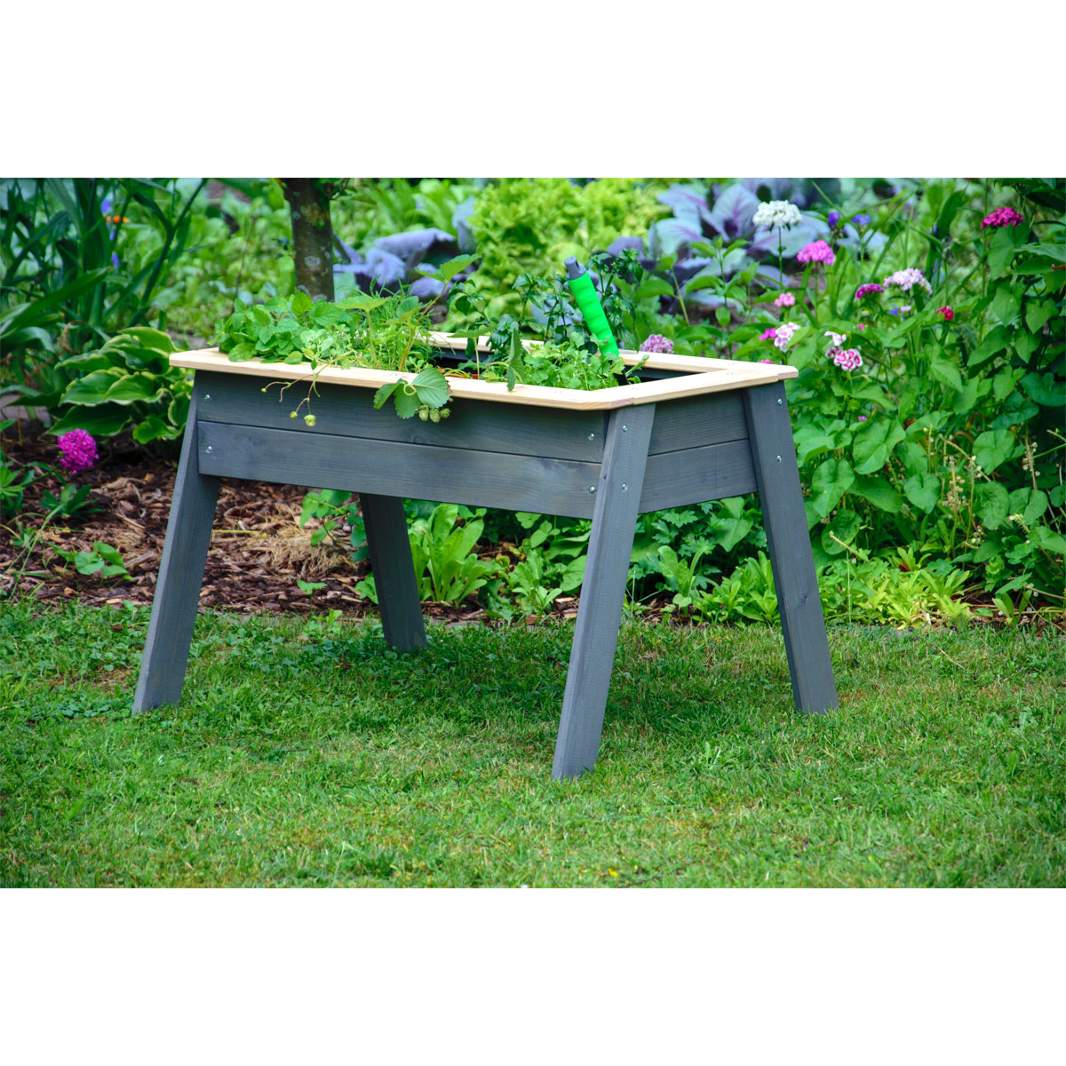 dobar Kinderhochbeet mit Ablagefläche 78 x 50 x 60 cm grau Bild 4