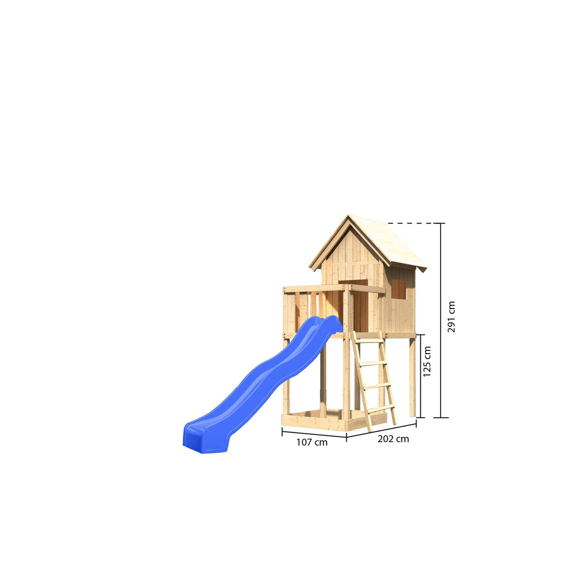 Karibu Kinderspielhaus Frieda mit Anbau und Rutsche naturbelassen Bild 4