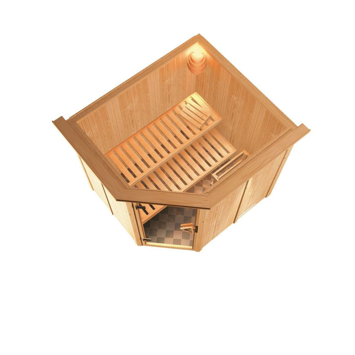 Karibu Systemsauna Siirin 68 mm ohne Ofen mit Kranz Bild 4