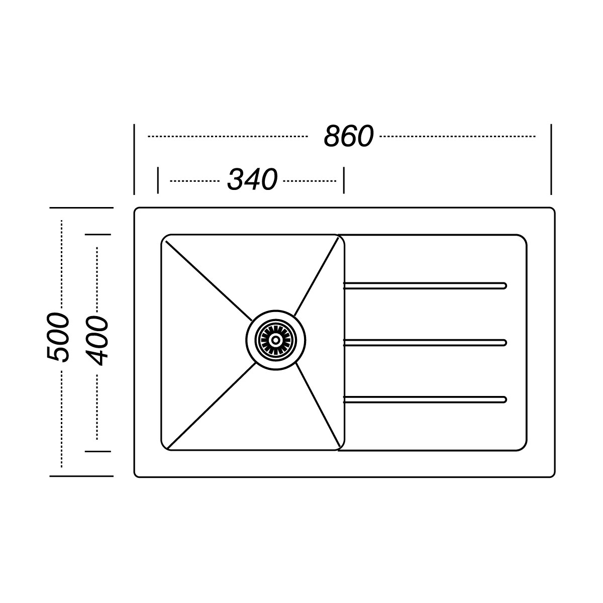 Respekta New York Glasspüle NEWYORK86X50W 86 x 50 cm Weiß Bild 3