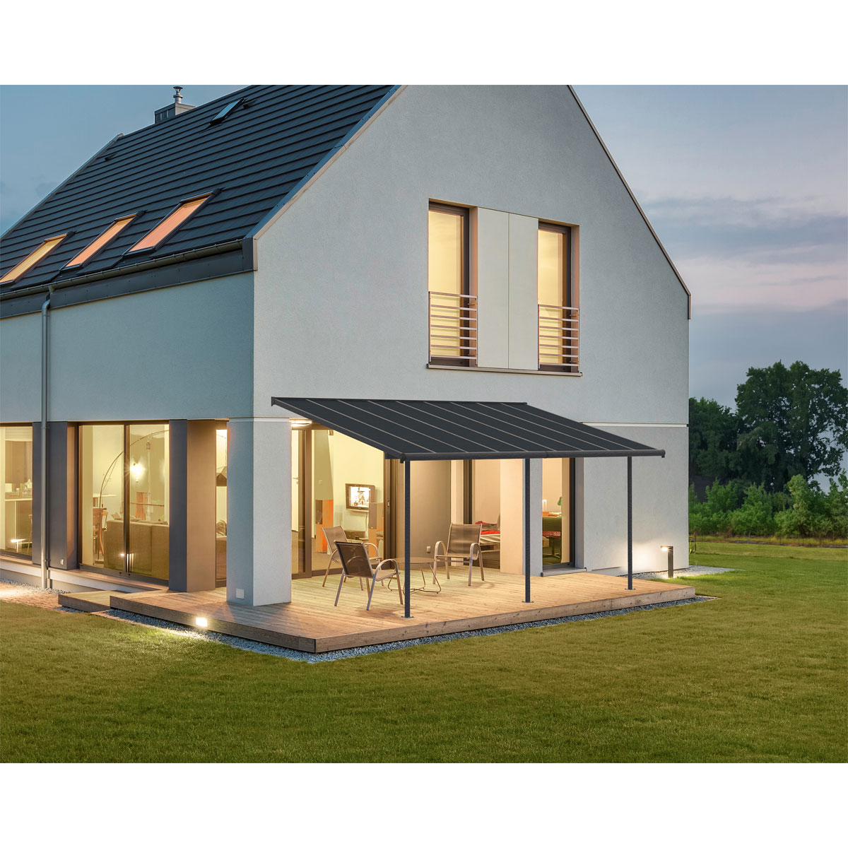 Palram Canopia Capri Alu Terrassenüberdachung Polycarbonat 3x5,6 m grau