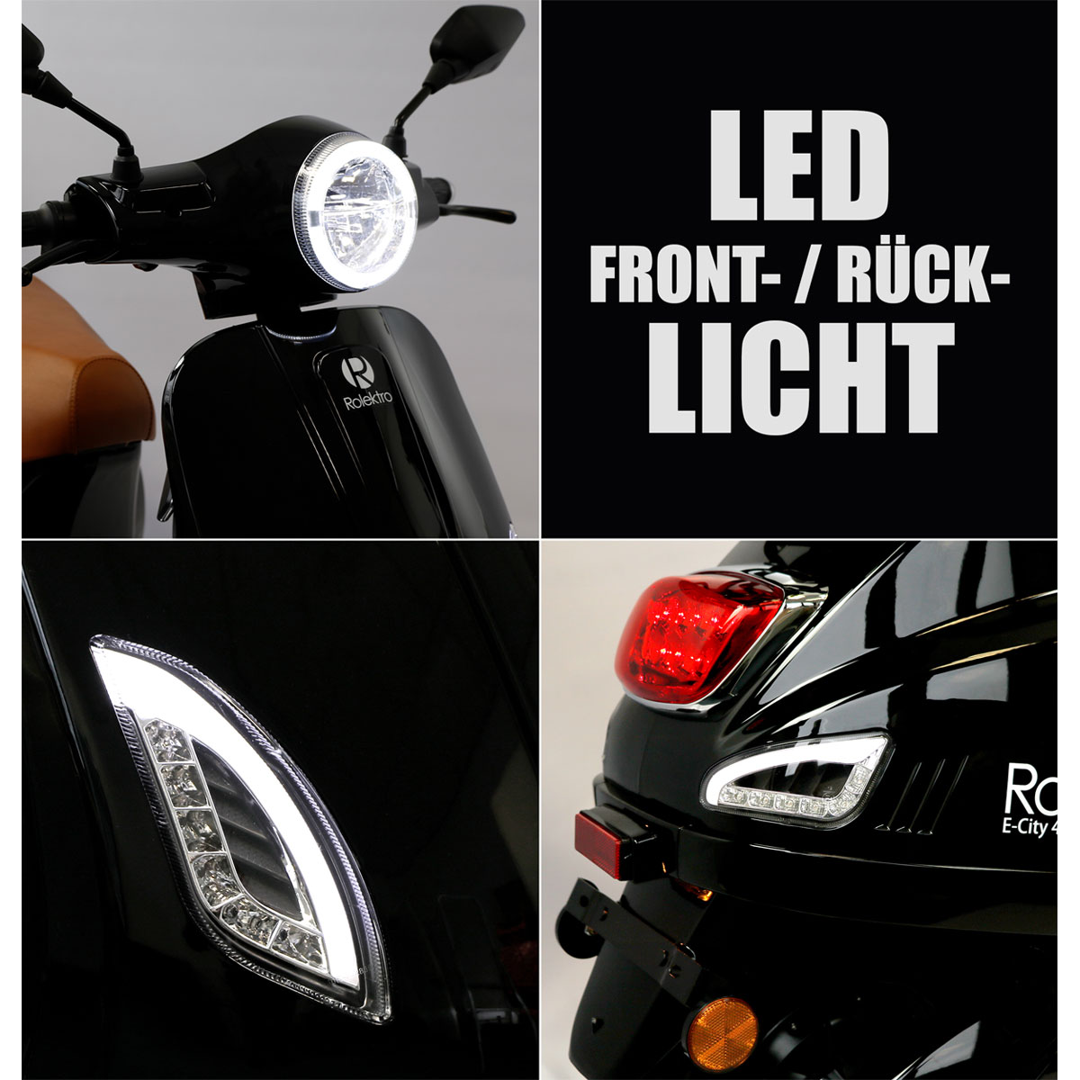 Rolektro Retro Roller E-Roller 45 km/h Lithium V.2021 Schwarz 60V-27,5Ah 2000W Bild 7