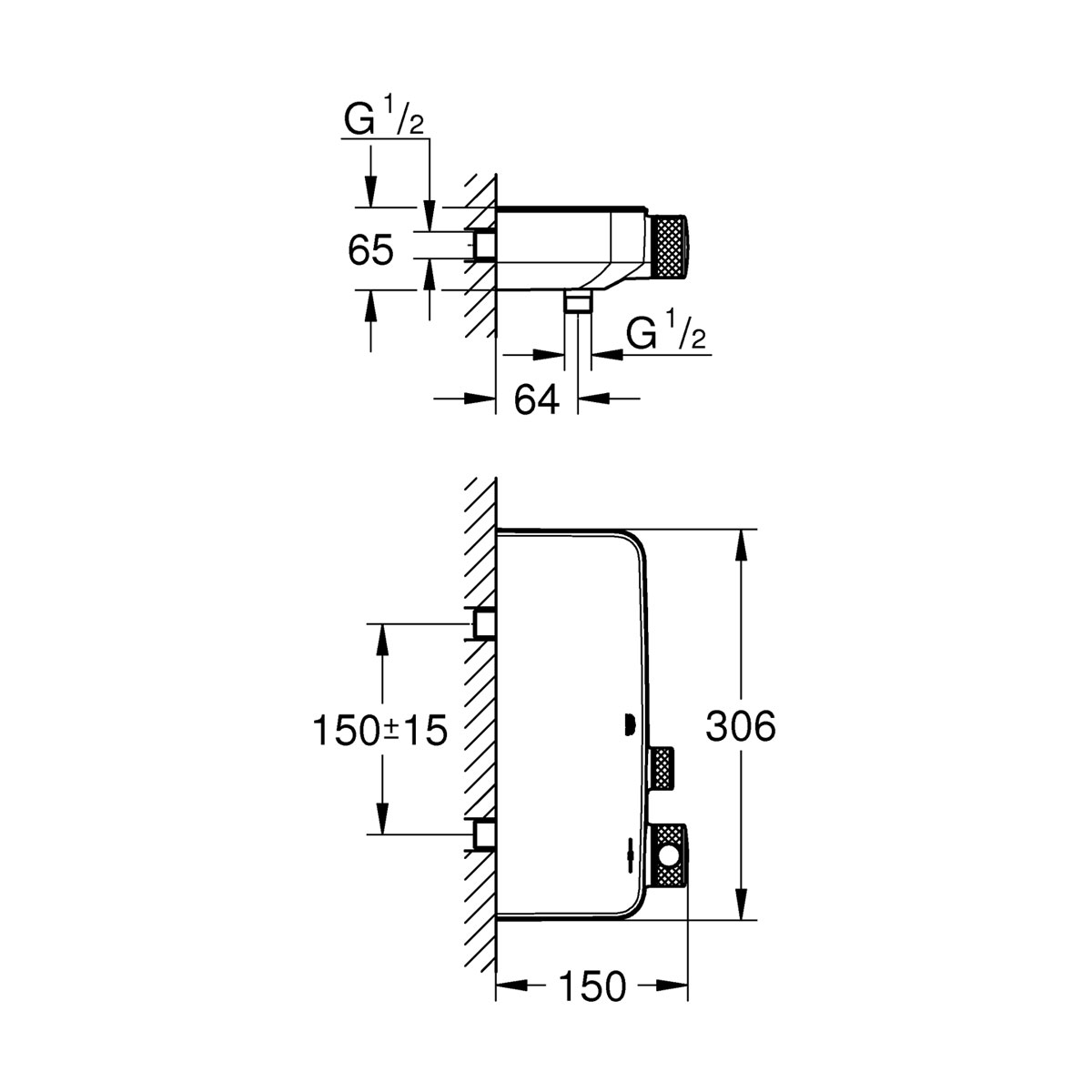 Grohe Brausethermostat Grohtherm SmartControl chrom 30,6 x 6,5 x 15 cm Bild 3