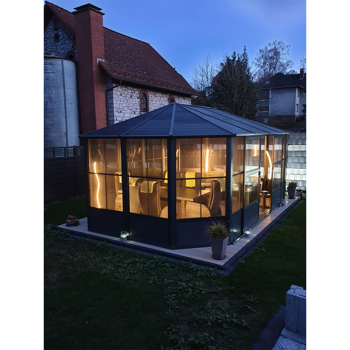 Sojag Pavillon Kaltwintergarten Charleston 1218 383,6x593,6x280,89cm Anthrazit Bild 5