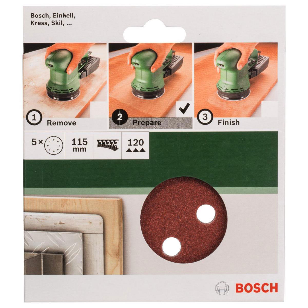 Bosch  DIY Schleifblatt Durchmesser 11,5 cm G120 Klett 5 Stück Bild 2