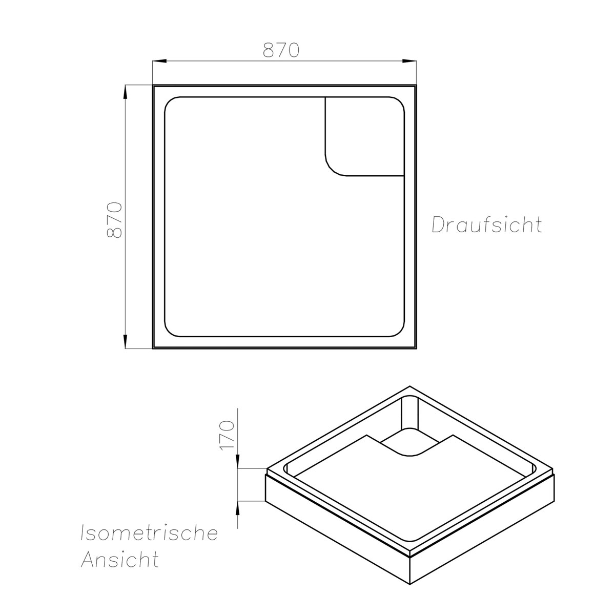 Ottofond Wannenträger Samos 90 x 90 cm Bild 2