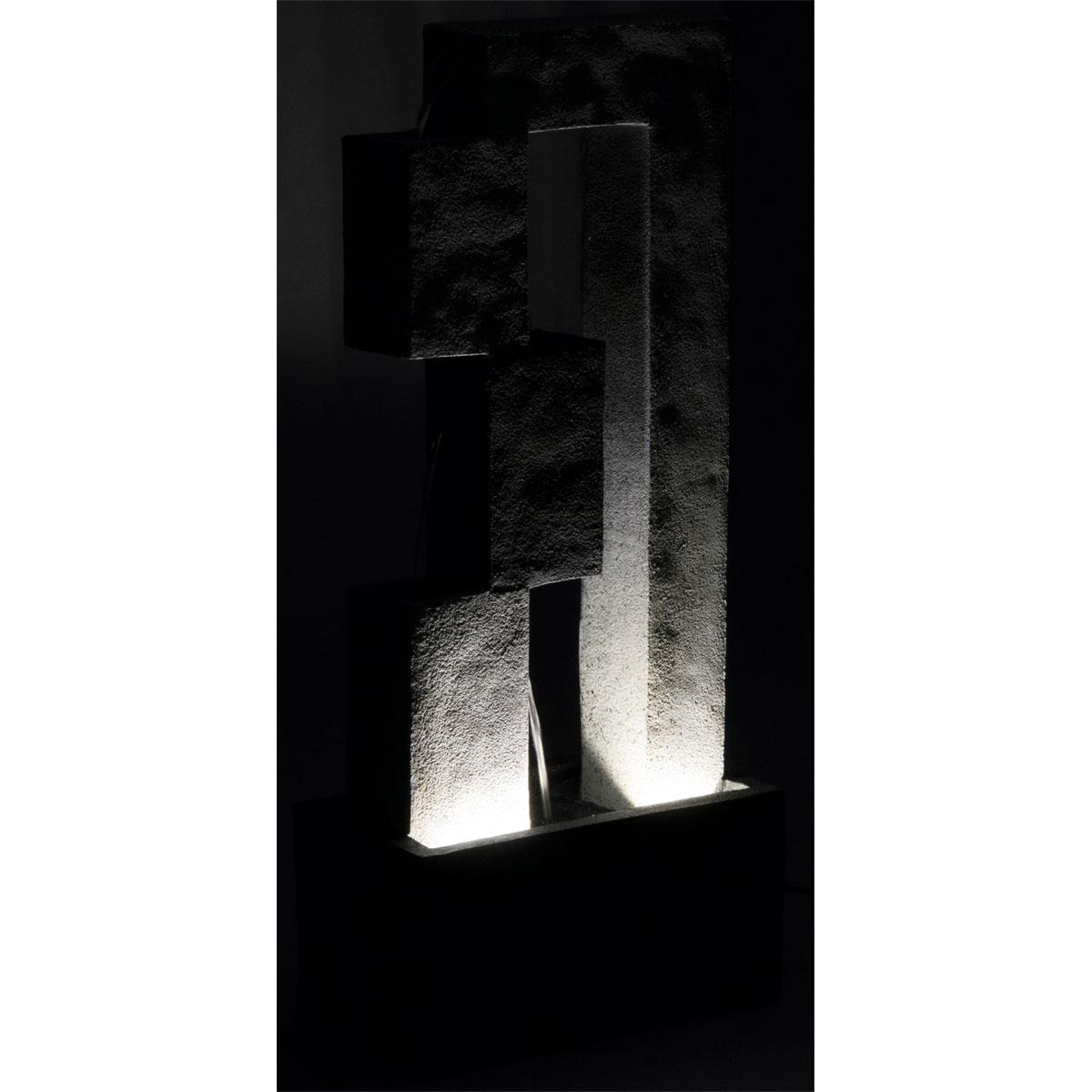 dobar XL Design-Gartenbrunnen mit LEDs 21,5 x 90,5 x 40,5 cm grau Bild 2