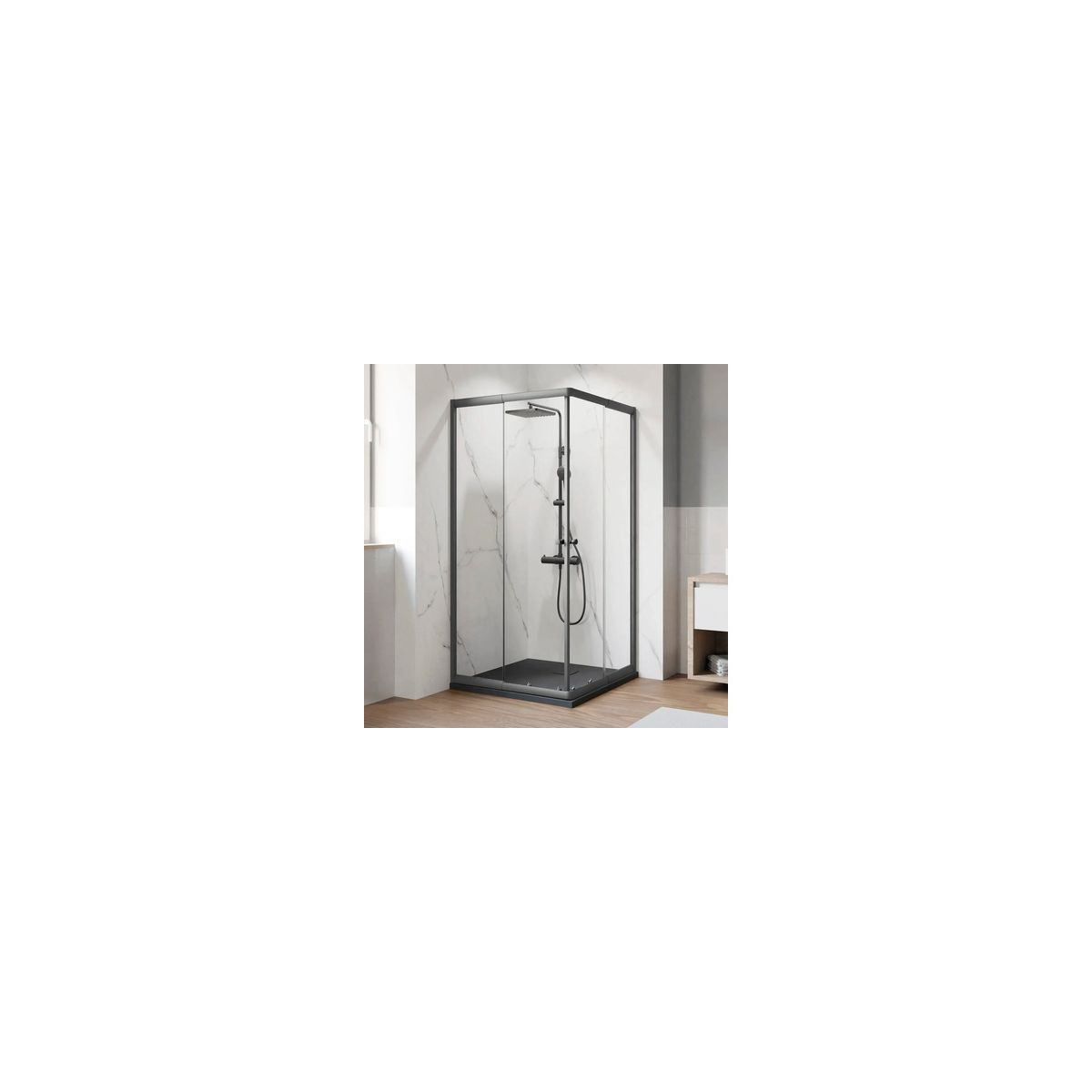 Breuer Ektos Eckeinstieg ST 4-teilig schwarz800-900x1800cm