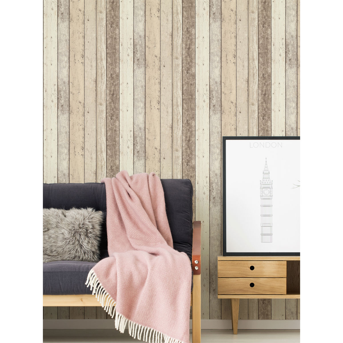 AS Creation  Vliestapete Elements Vintage Holzoptik beige 10,05m x 0,53m Bild 3
