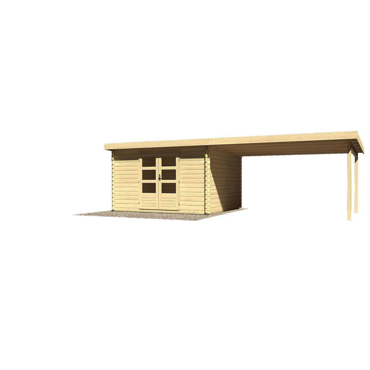 Karibu Gartenhaus Bastrup mit Schleppdach 400 cm naturbelassen 357 x 297 x 222 cm Bild 2