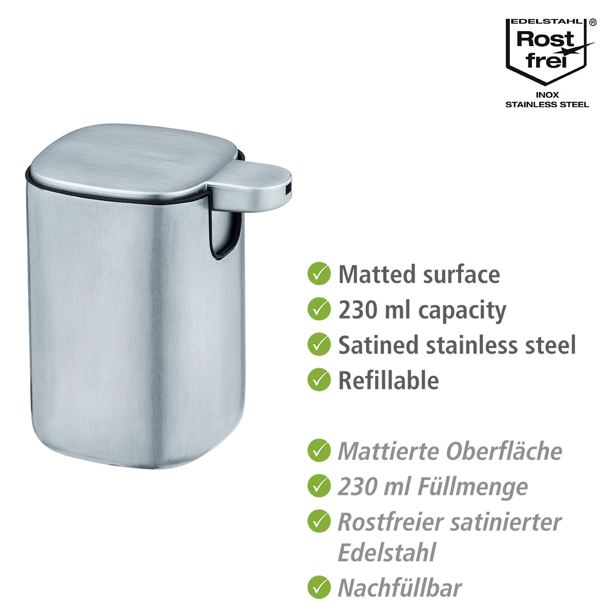 Wenko  Seifenspender Alassio matt Flüssigseifenspender aus Edelstahl Bild 2