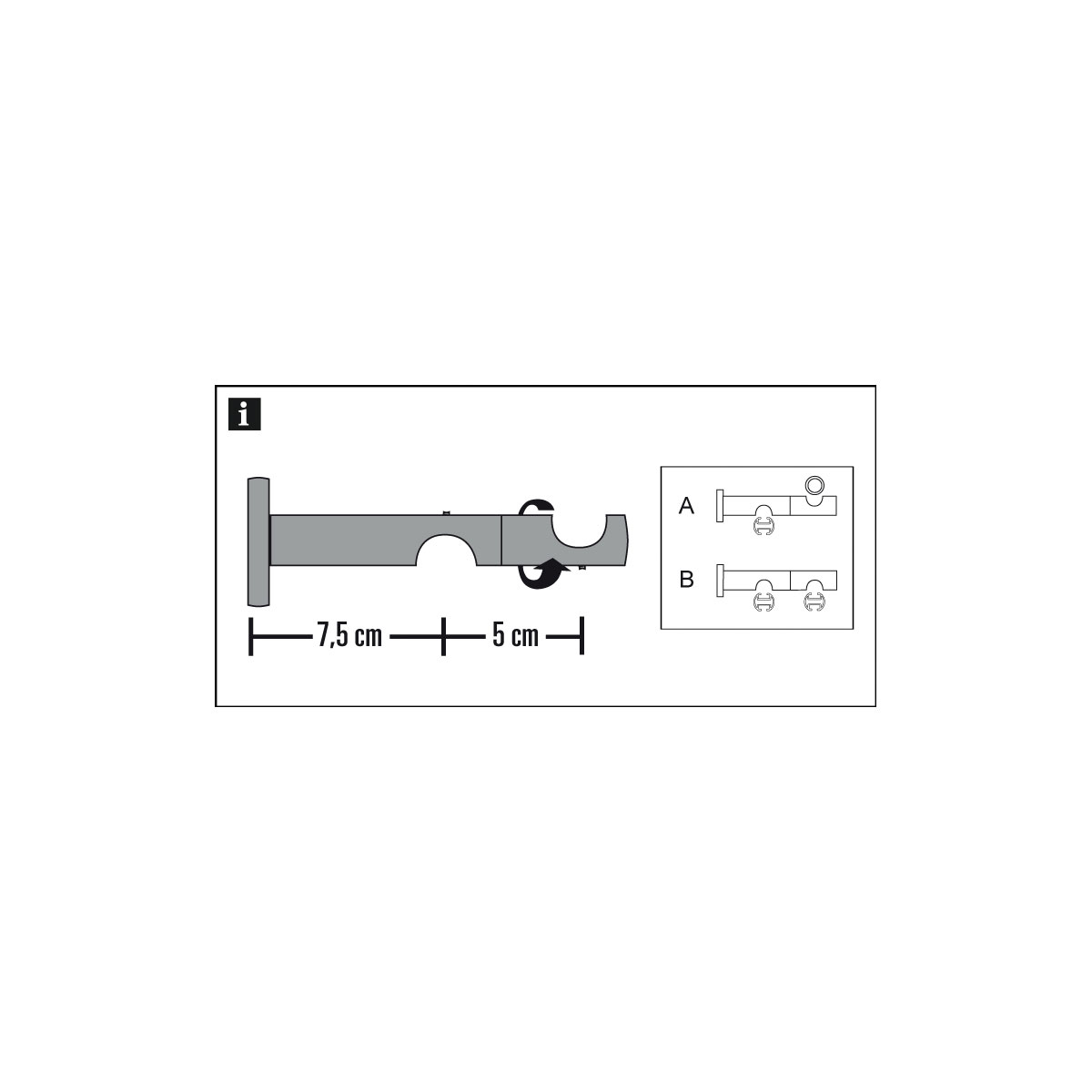 Gardinia Doppelträger Memphis 2 läufug für Durchmesser 16 mm messing-antik Bild 2