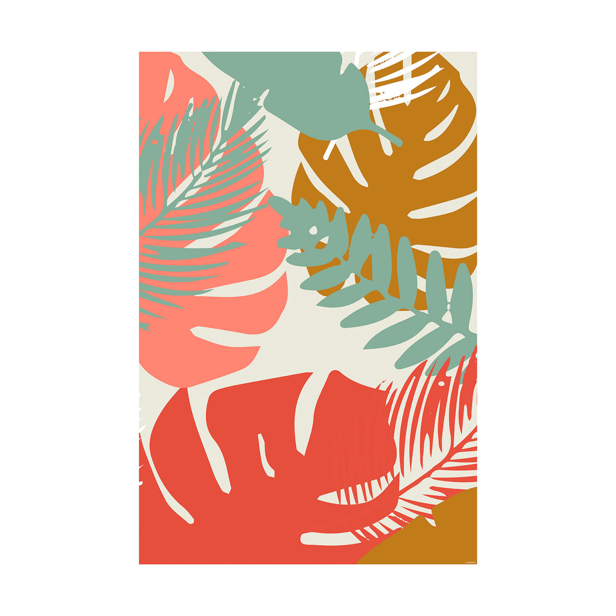 Komar  Wandbild Winter Tropics Black Panther Plants 30x40 cm Bild 2