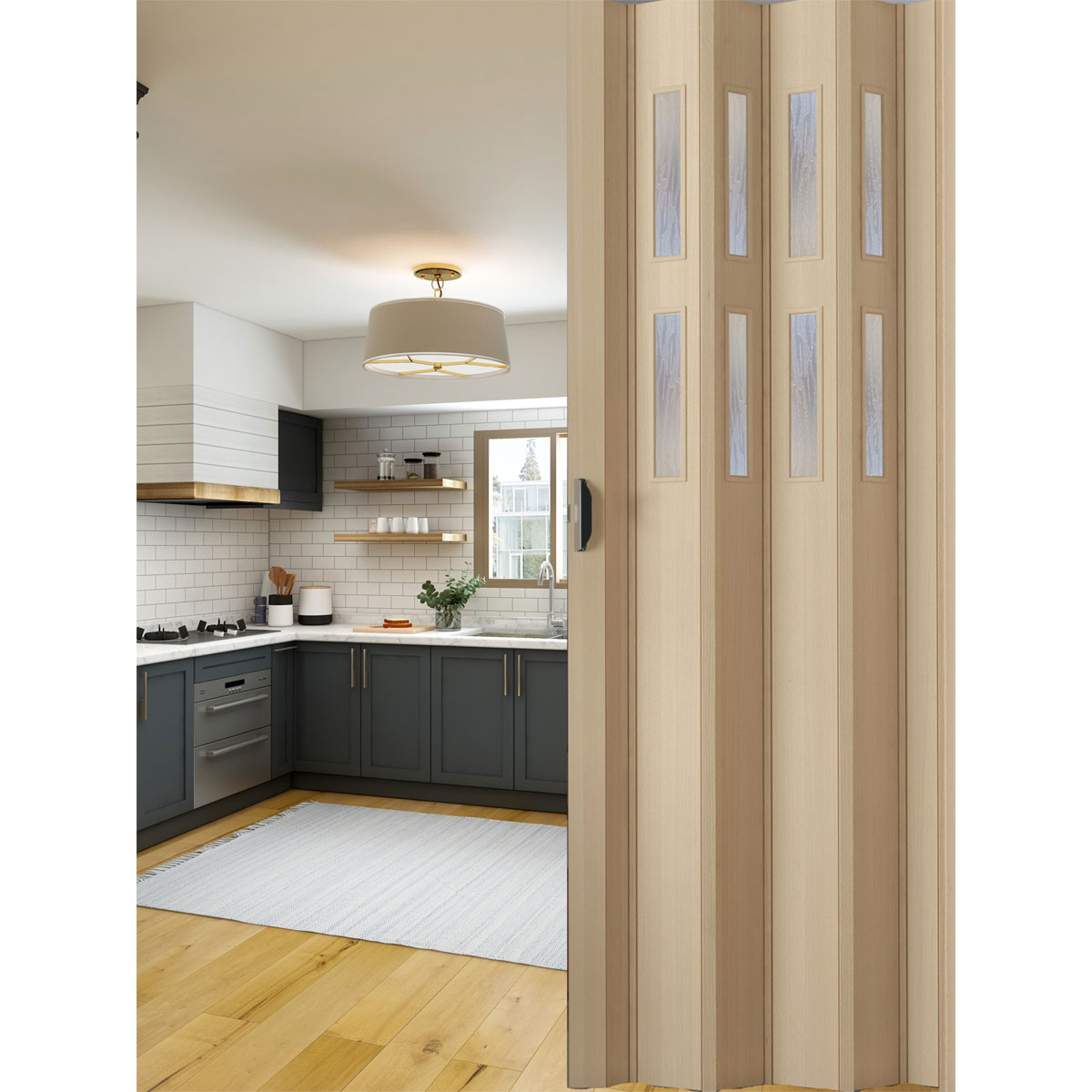 FORTE Kunststoff-Falttür Luciana B 88,5 x H 202 cm Esche holz 3 D 2 Fenster Bild 2