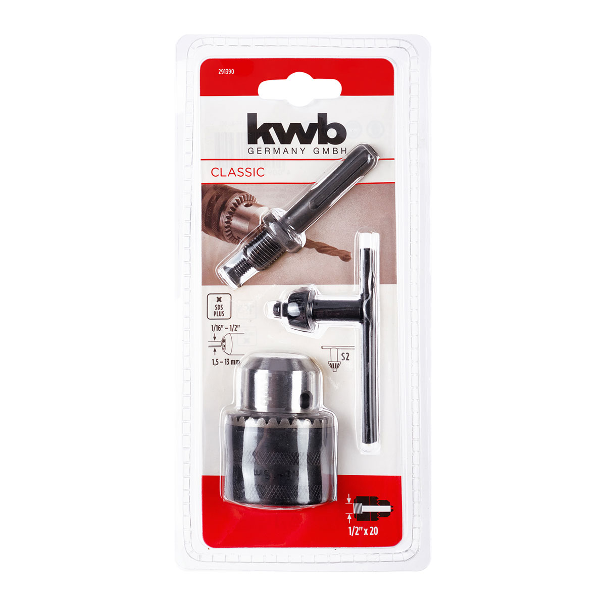kwb Zahnkranz-Bohrfutter mit SDS Plus Adapter 1/2" x 20 mm 1,5 - 13 mm Bild 2
