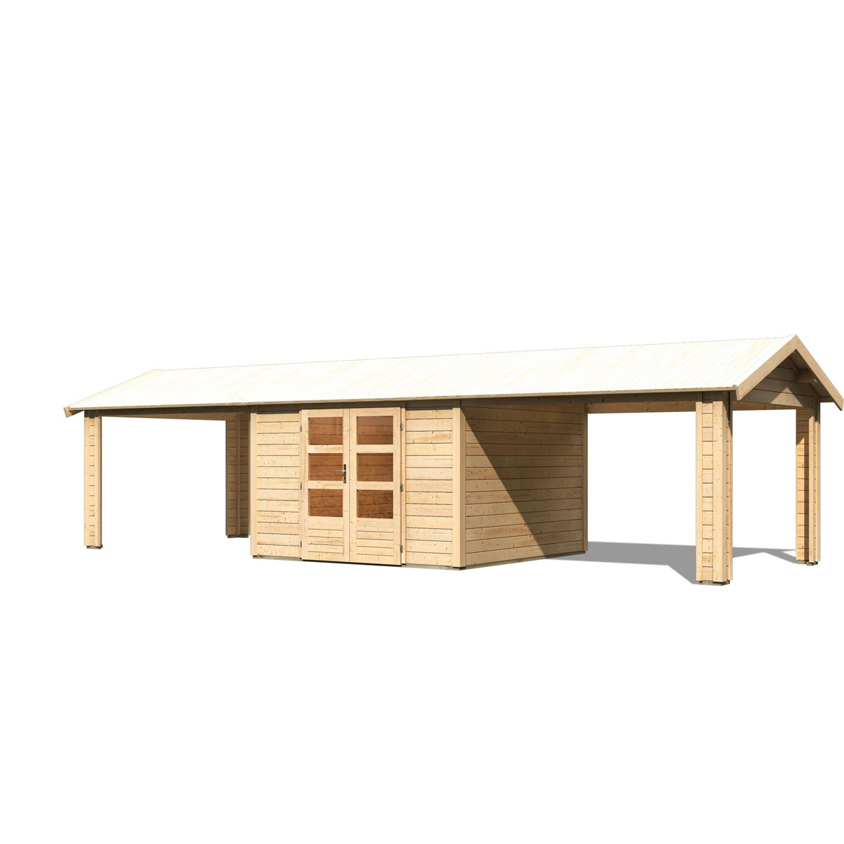 Karibu  Blockbohlenhaus Theres 7 naturbelassen mit 2 Dachausbauelementen Bild 3