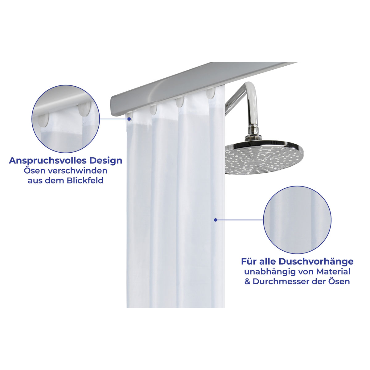 Wenko  Teleskop-Duschschiene Era Chrom 75-125 cm Duschvorhangschiene Bild 4