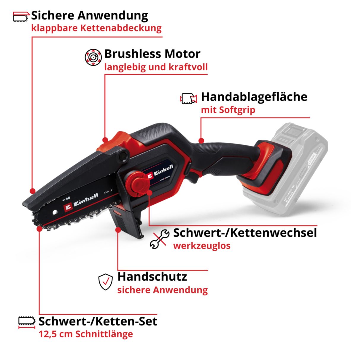 Einhell Akku-Astkettensäge GE-PS 18/15 Li-Solo Holster Kit Bild 2