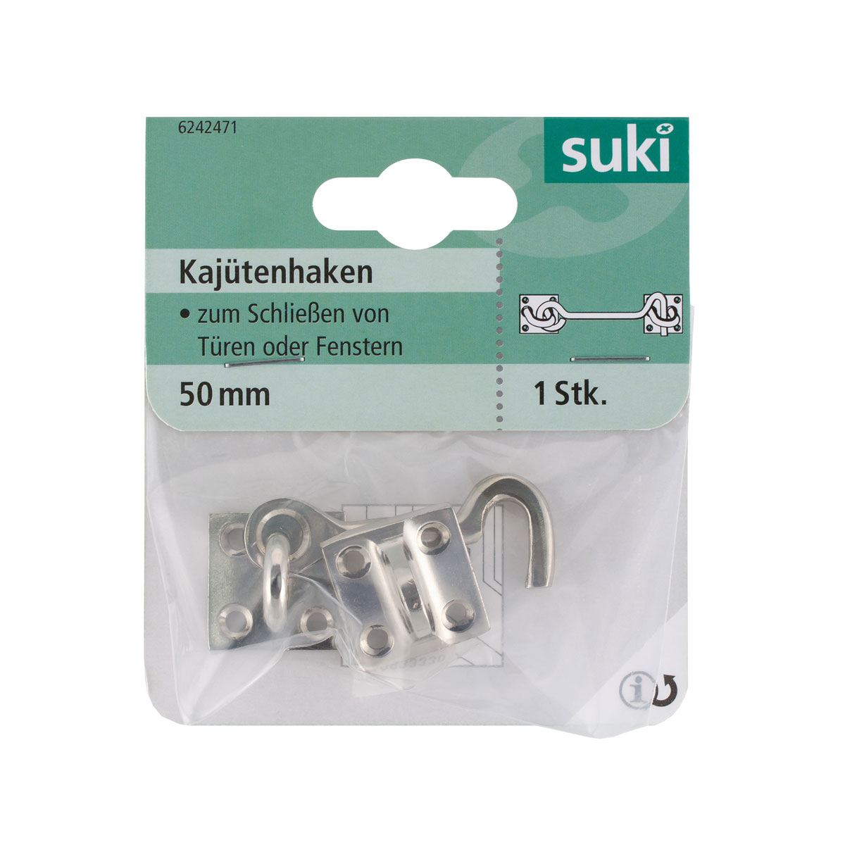 Suki Kajütenhaken vernickelt 50 mm