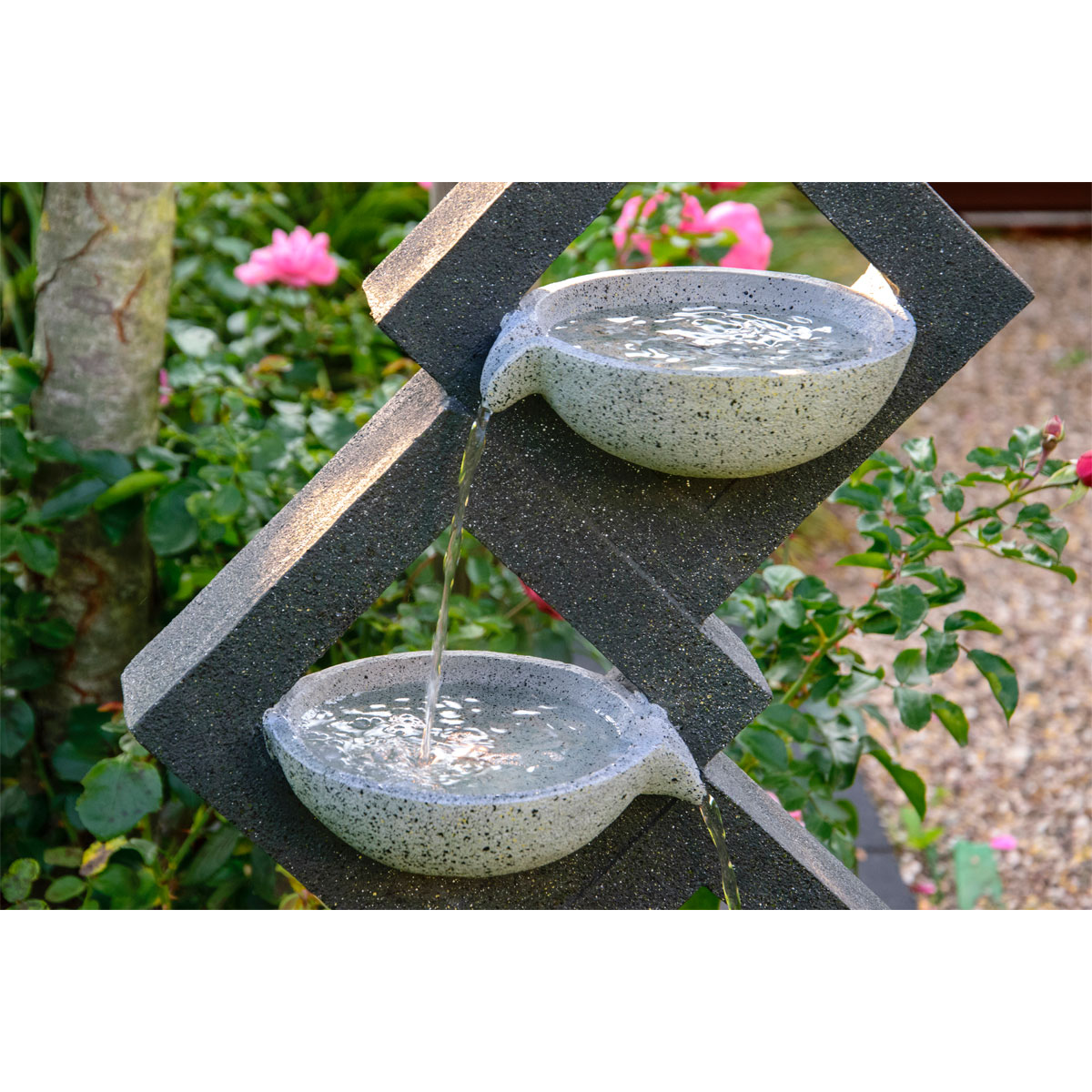 dobar XL Design-Gartenbrunnen mit LEDs 20,5 x 100,5 x 41,5 cm grau Bild 3