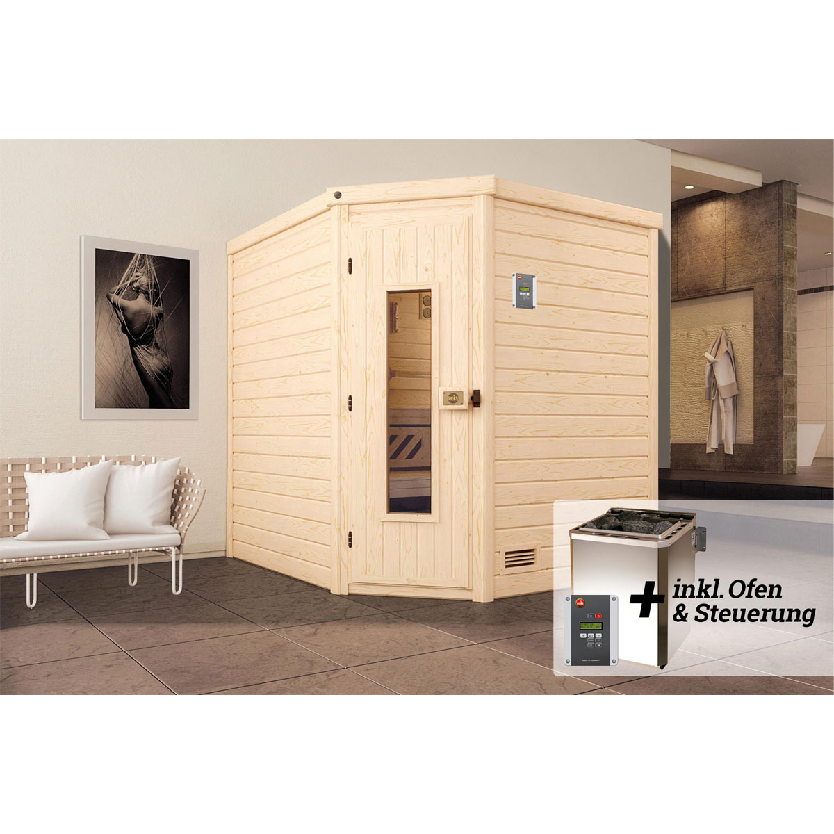 Weka  Saunahaus 412 Größe 1 BioS 45 mm 7,5 kW Bio-Ofen Bild 3