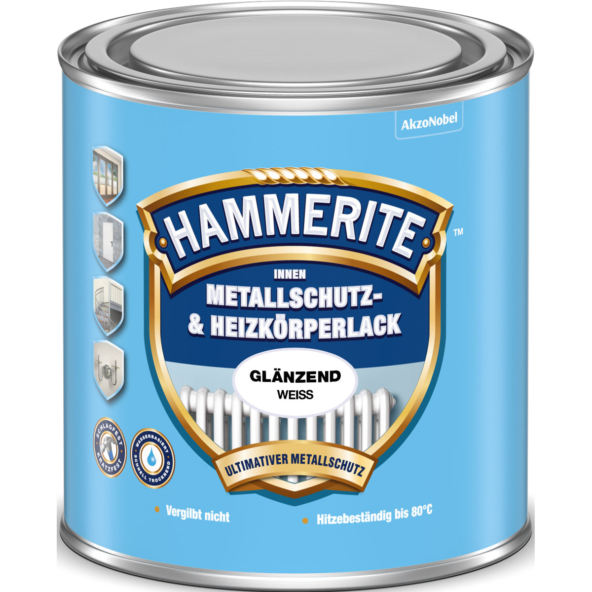 Hammerite Metallschutz- und Heizkörperlack weiß glänzend 500 ml