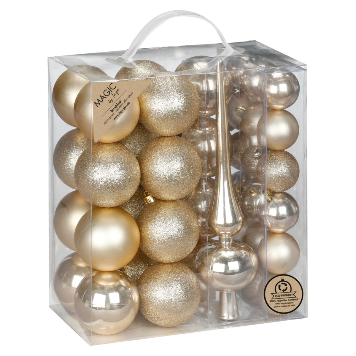 Kugelset 4 und 6cm mit Spitze Creamy Gold