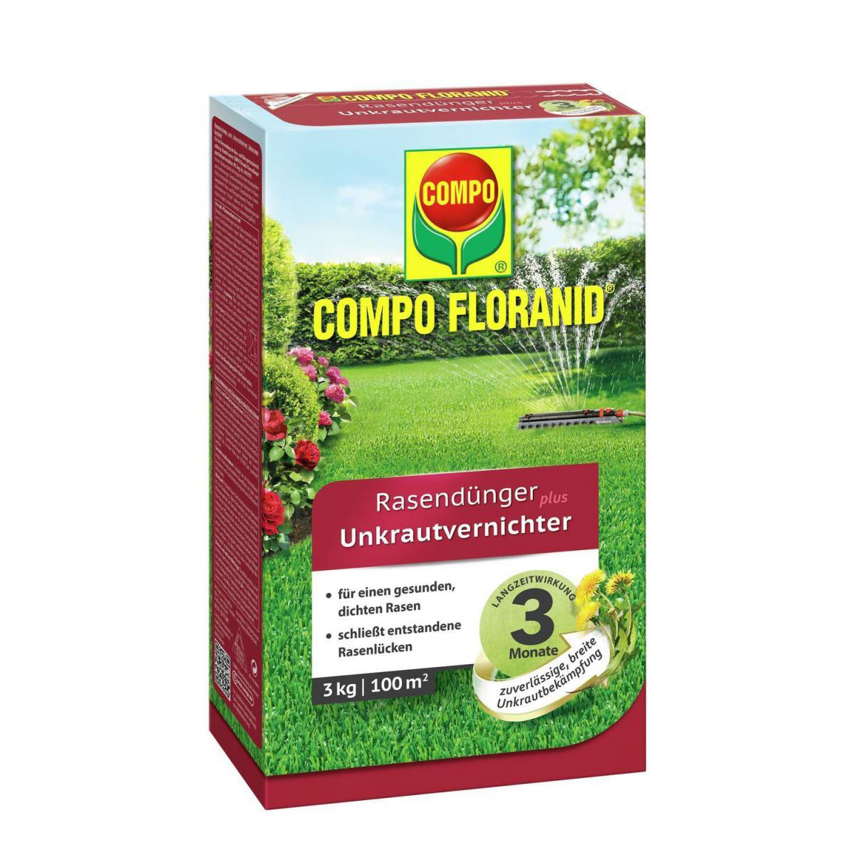 Compo FLORANID Rasendünger plus Unkrautvernichter für 100 m² 3 L Bild 1