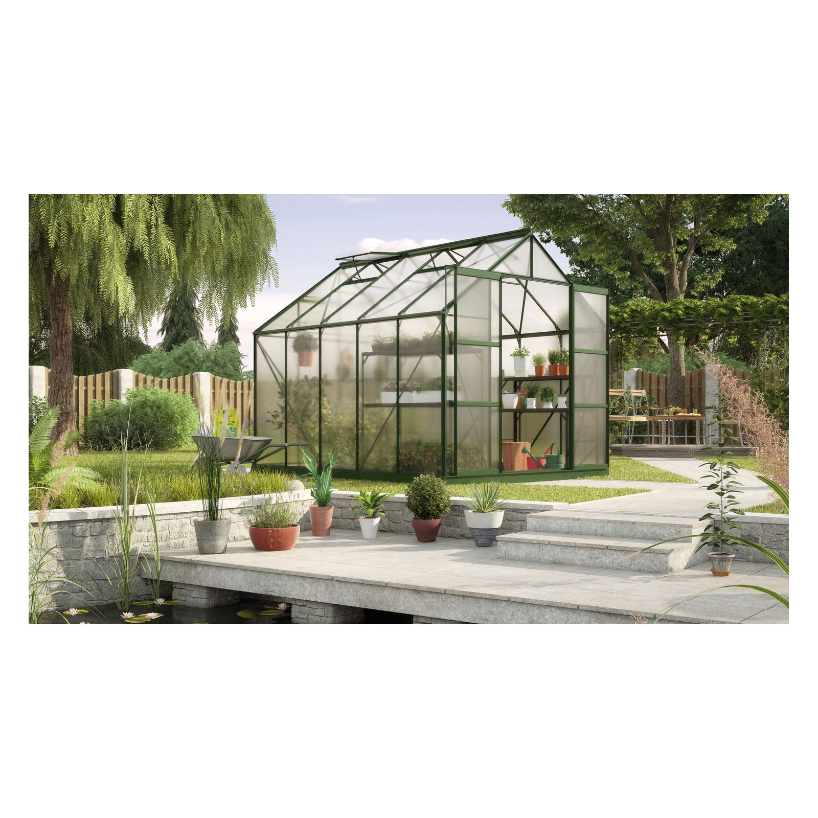 Vitavia Gewächshaus Uranus 8300 8,3m² 4 mm Hohlkammerplatten grün