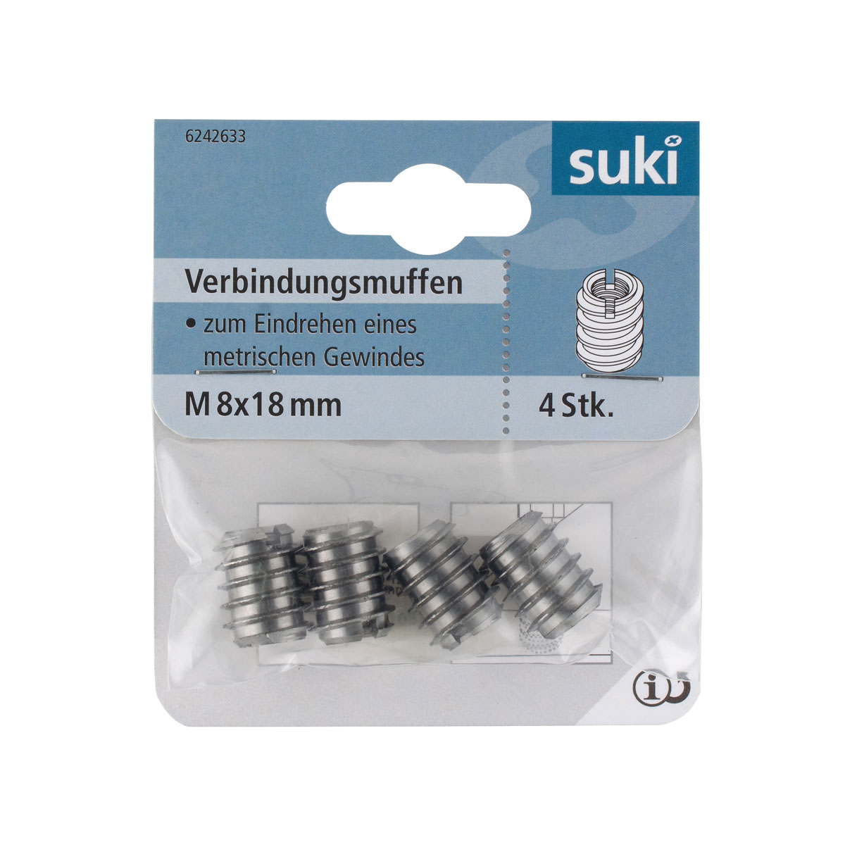 Suki Einschlagmutter blank M8 4 Stück Bild 1