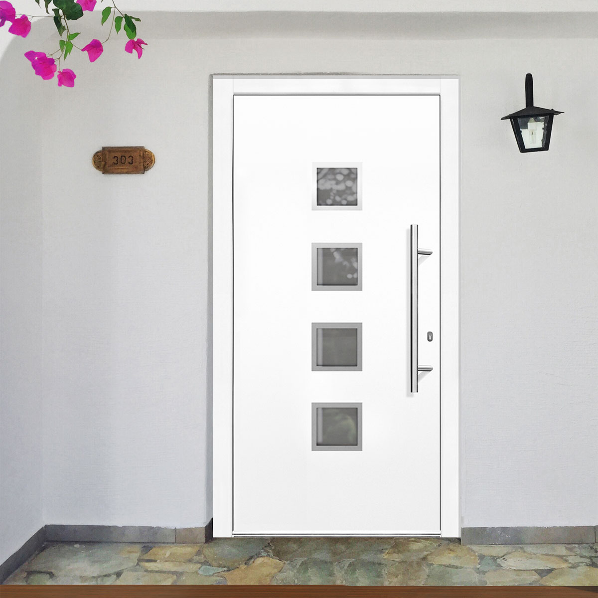 Kunststoff-Haustür Prestige KP08 DIN R weiß 100 x 210 cm Bild 6