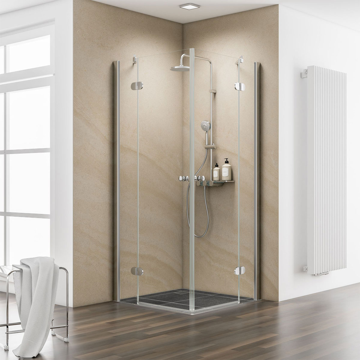 Schulte Eckeinstieg MasterClass 4-teilig HxB 200 x 99,2-101,2 cm Montage auf Fliesen