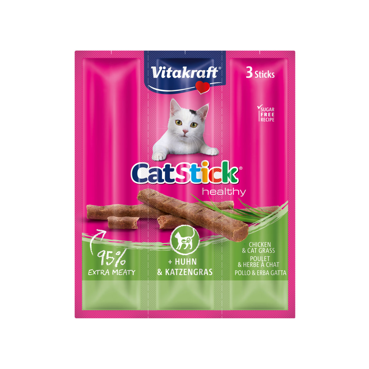 Vitakraft Cat Stick mini Huhn und Inulin und Katzengras 18 g