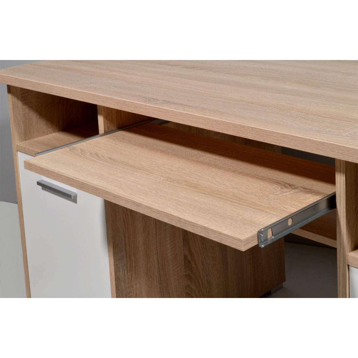 Schreibtisch Tipp abschließbar und mit Tastaturauszug 145 x 75 x 70 cm Walnuss-Nachbildung/schwarz Bild 5