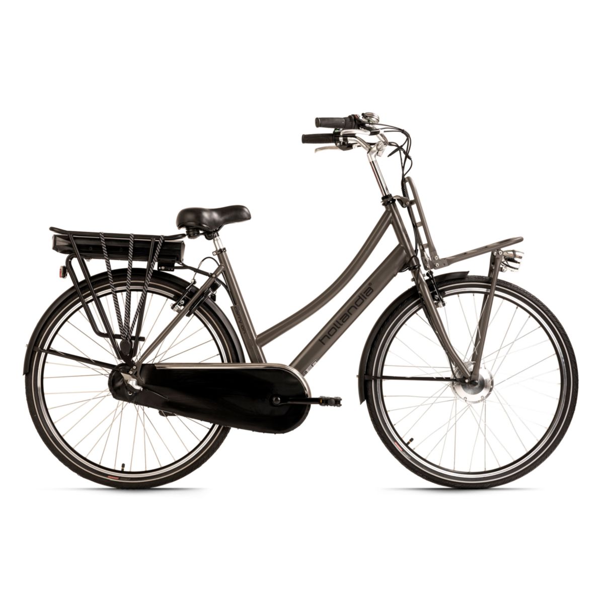 Alu E-Citybike Damen Hollandia Carry on 28'' E-Bike grau 250 Watt Li-Ion 36V/13 Ah 3 Gänge