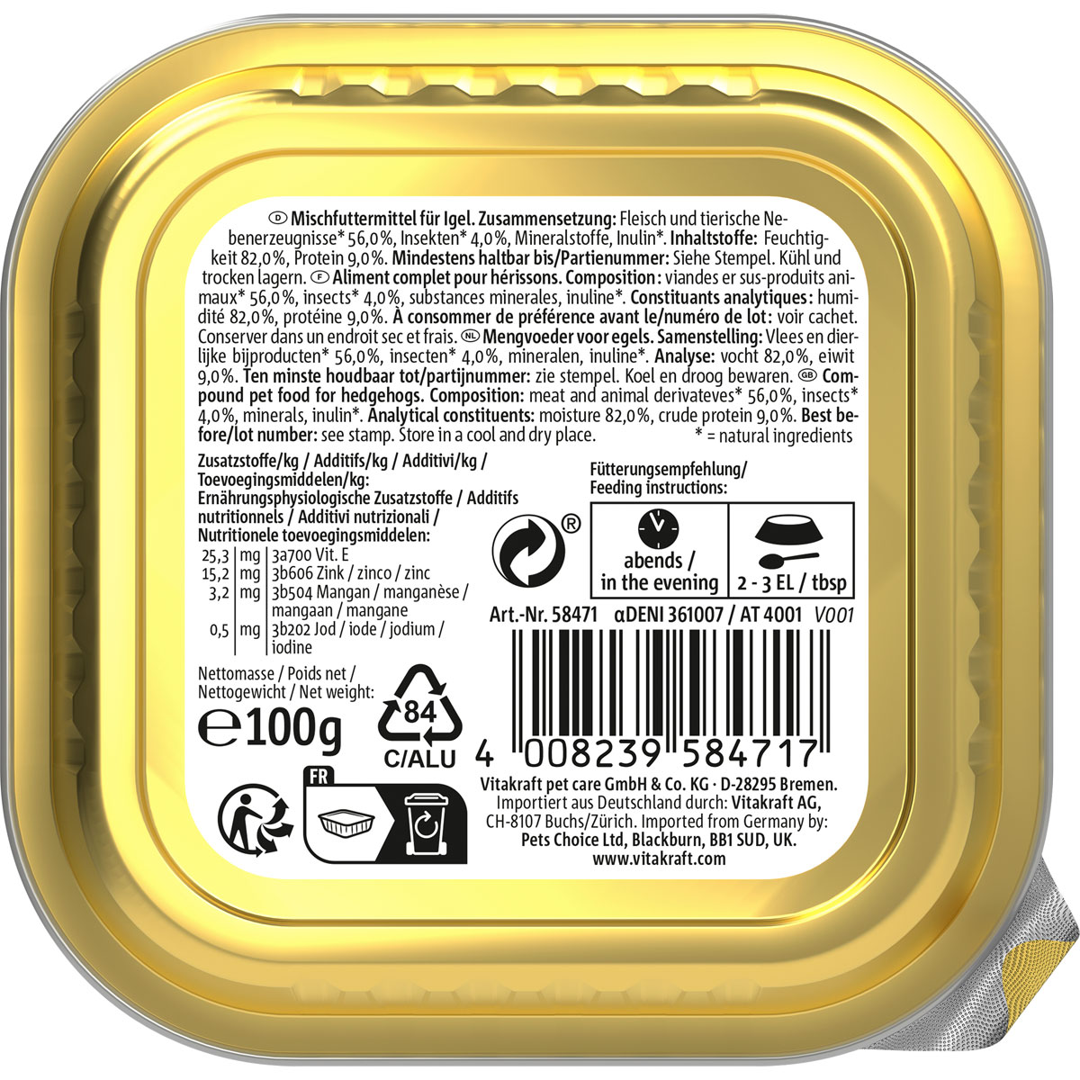 Vitakraft Igelfutter Premium Menu nass 100 g Bild 3