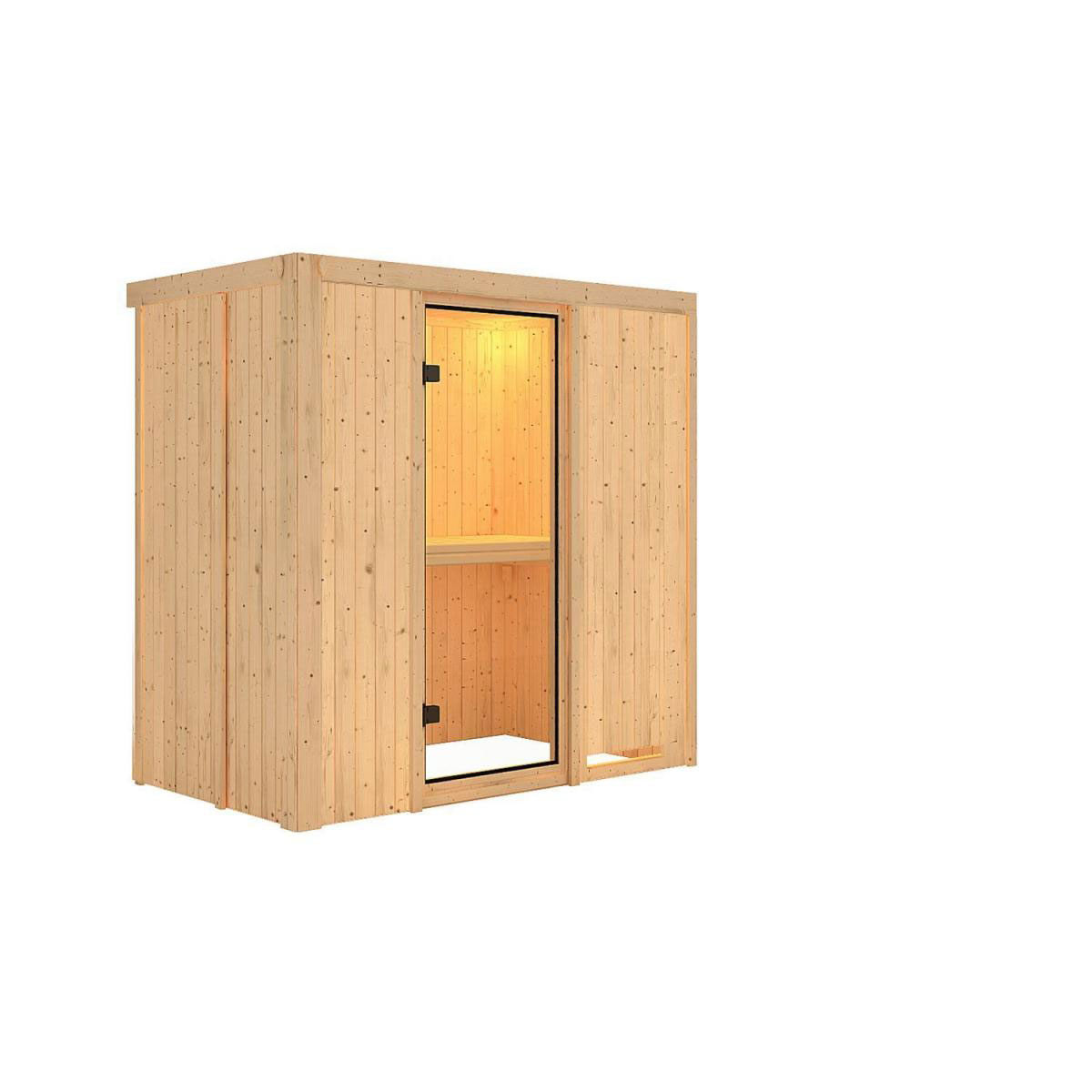 Karibu Sauna Variado Fronteinstieg ohne Ofen kein Kranz Klarglas-Tür Bild 1